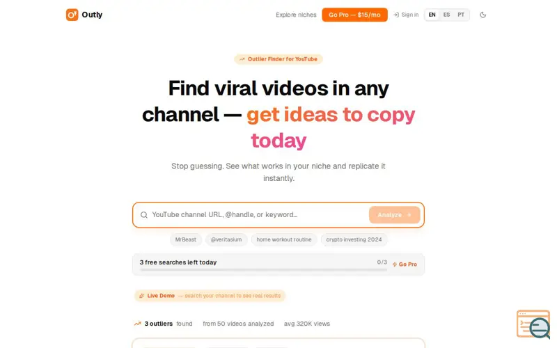 Screenshot of Outly