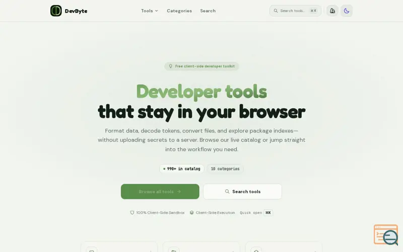 Screenshot of DevByte Developer Tools