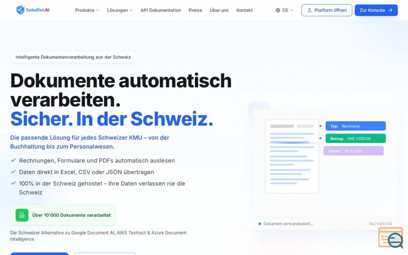 Screenshot of SwissDocAI