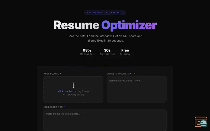 Screenshot of  FixMyCVAI