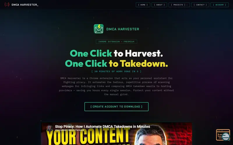 Screenshot of DMCA Harvester - Automated Takedown Tool