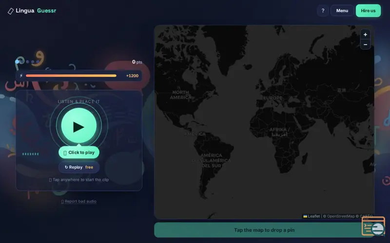 Screenshot of LinguaGuessr