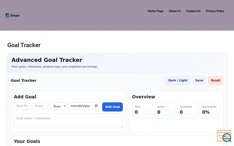 Screenshot of Goal Tracker