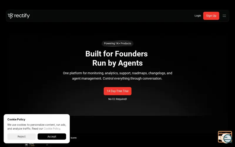 Screenshot of AgentPulse by Rectify, a launch using ClickRank