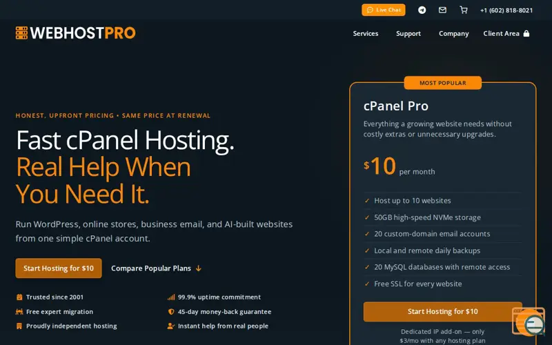 Screenshot of Web Host Pro