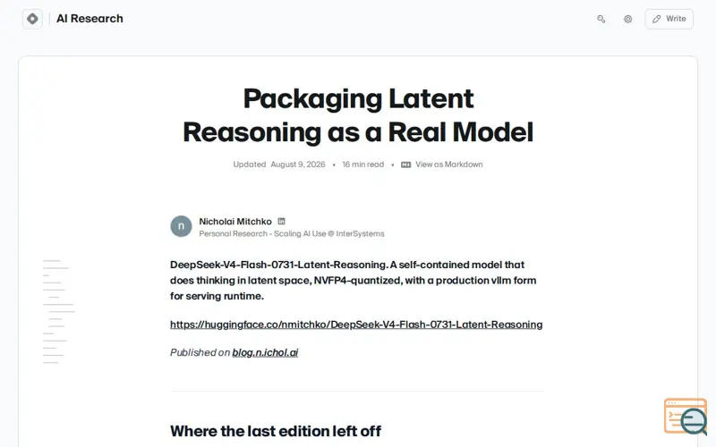 Screenshot of DeepSeek-V4 Latent Reasoning