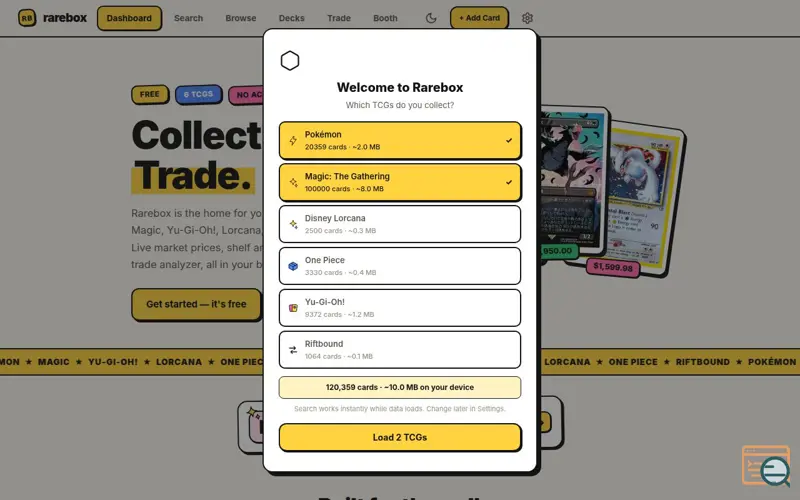 Screenshot of Rarebox