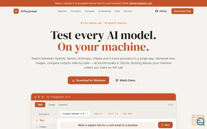 Screenshot of AI Playground