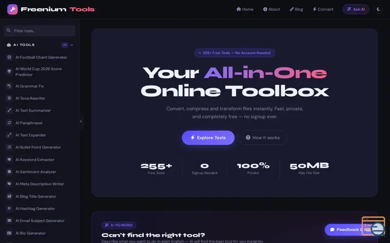 Screenshot of FreeniumTools