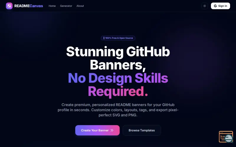 Screenshot of GitHub README Banner Creator
