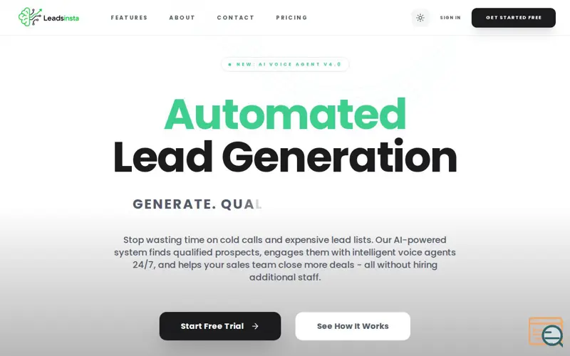 Screenshot of LeadsInsta
