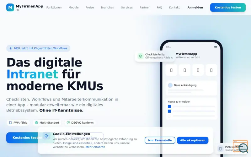 Screenshot of MyFirmenApp, a launch using INWX
