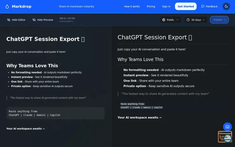 Screenshot of Markdrop