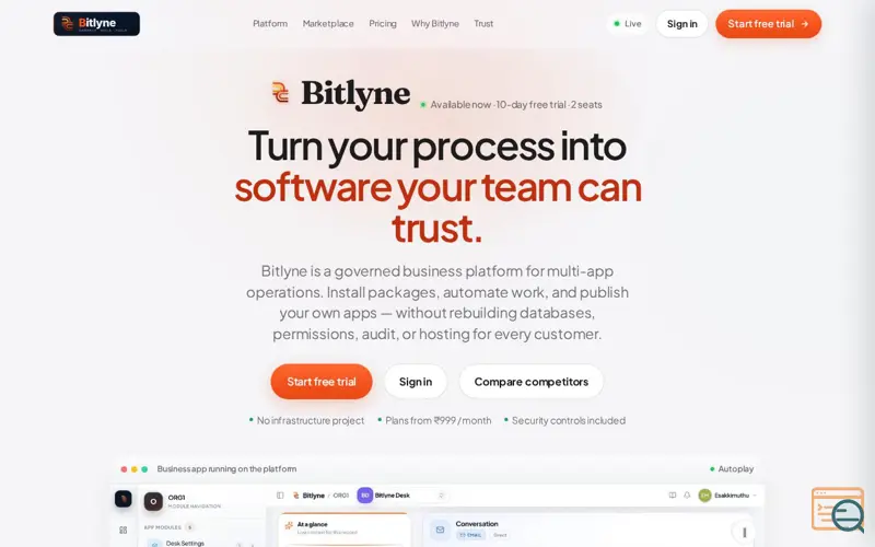 Screenshot of Bitlyne, a launch using SmolLaunch