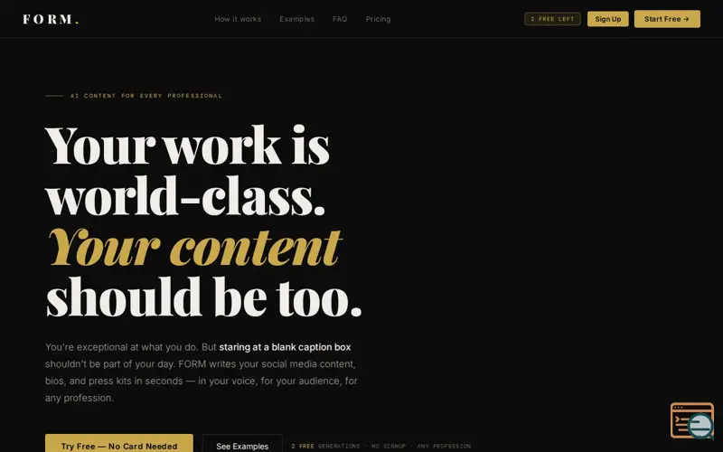 Screenshot of FORM — Content That Works