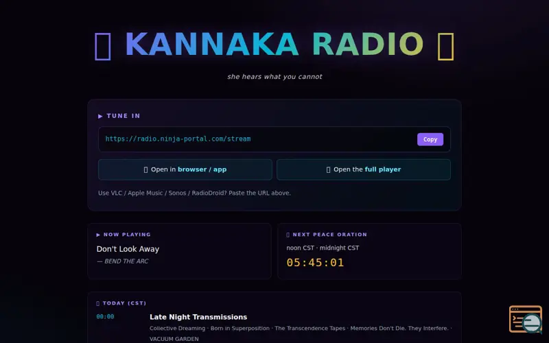 Screenshot of Kannaka Radio