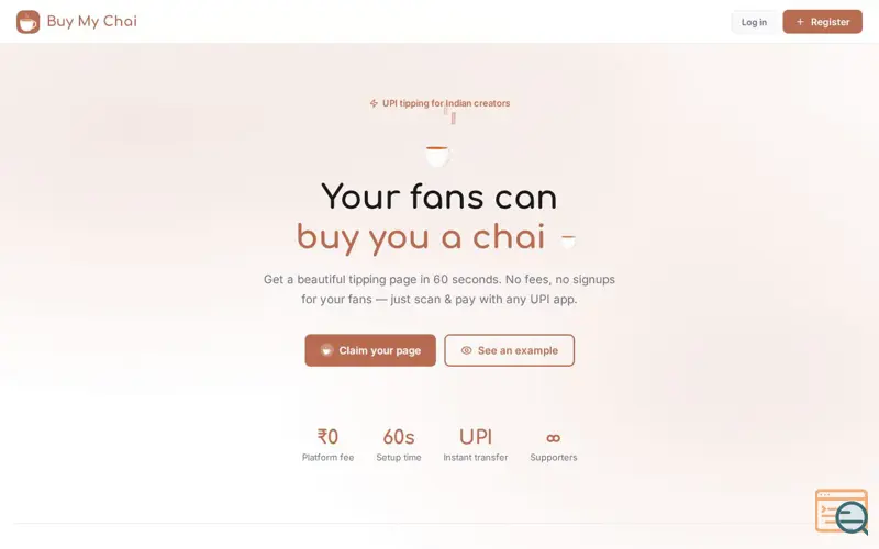 Screenshot of Buy My Chai