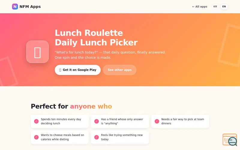 Screenshot of Lunch Roulette