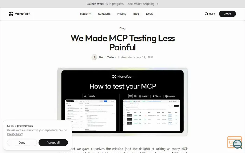 Screenshot of Manufact, a launch using Datadog