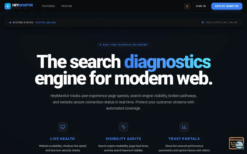 Screenshot of HeyMonitor SEO 