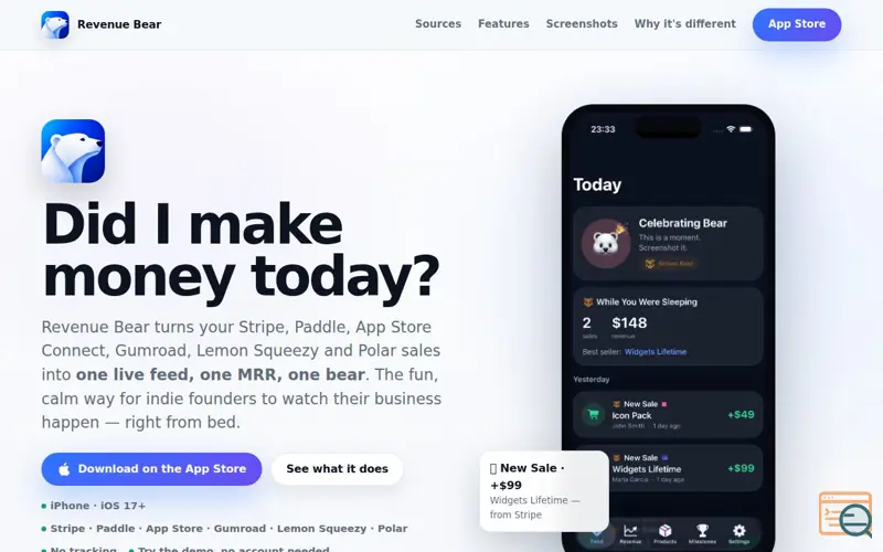 Screenshot of Revenue Bear