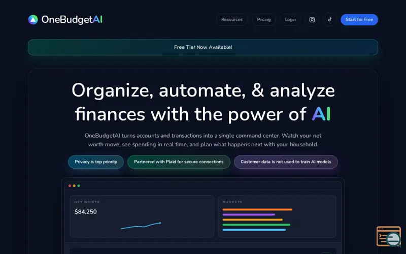 Screenshot of OneBudgetAI