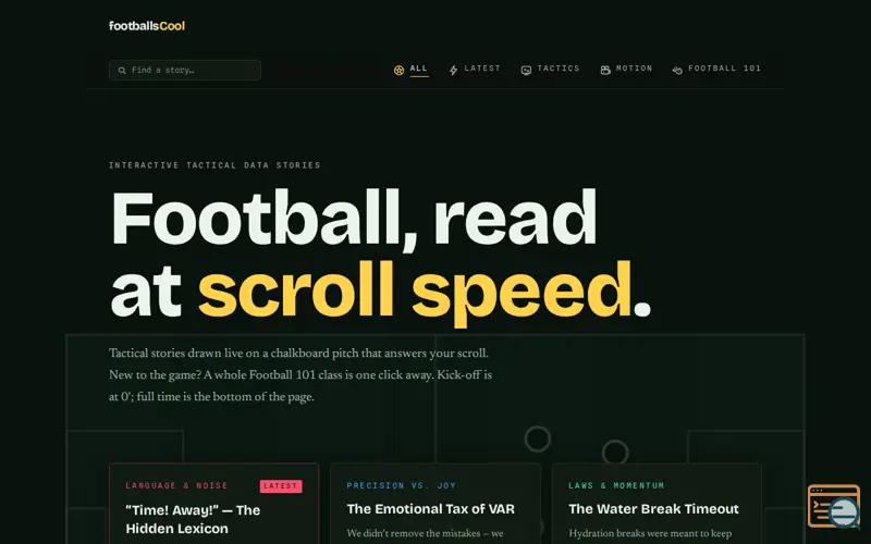 Screenshot of footballsCool — Tactical Data Essays