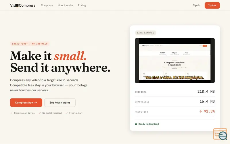 Screenshot of VidCompress 