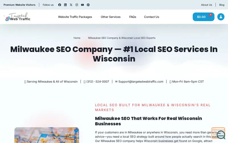 Screenshot of Milwaukee SEO Company, a launch using WooCommerce