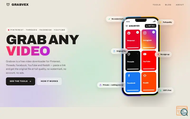 Screenshot of Grabvex