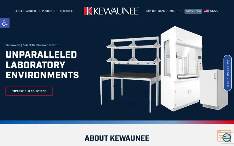 Screenshot of Kewaunee Scientific Corporation, a launch using Contact Form 7