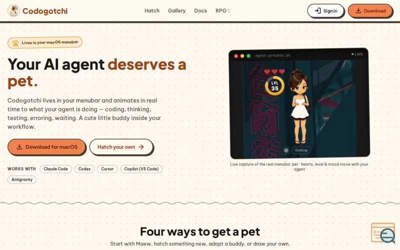 Screenshot of Codogotchi