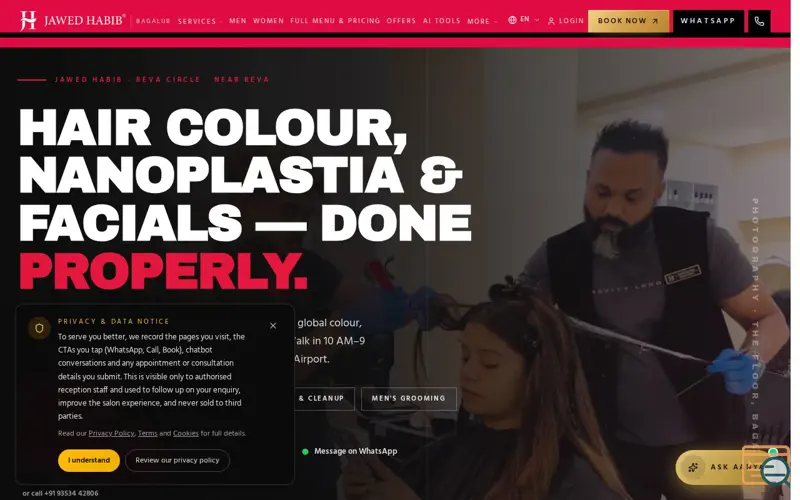 Screenshot of The Jawed Habib Salon Bagalur