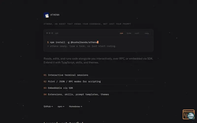 Screenshot of Athena: AI Coding Agent for Terminal