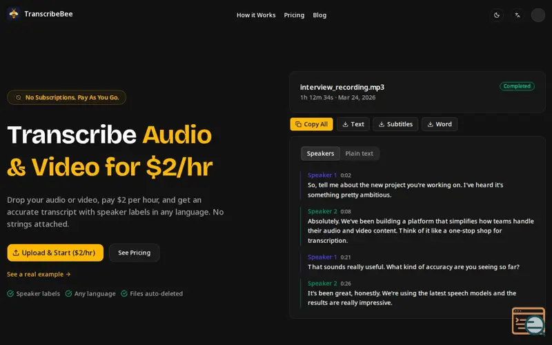 Screenshot of TranscribeBee