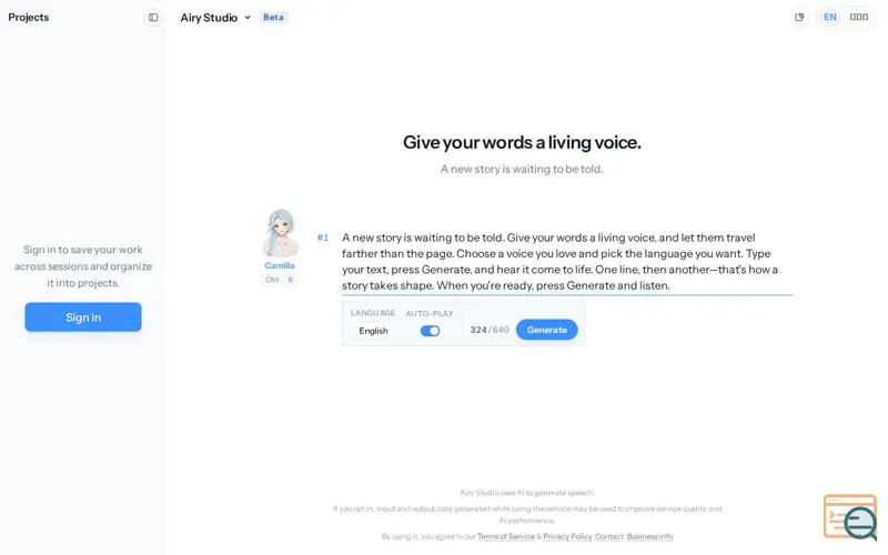 Screenshot of Airy