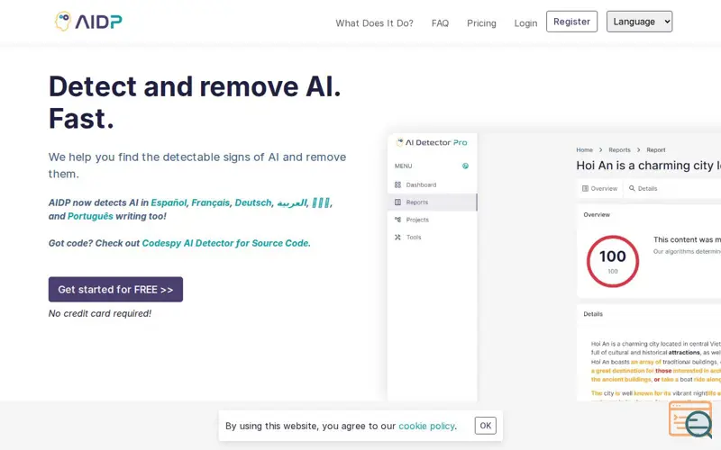 Screenshot of AI Detector Pro
