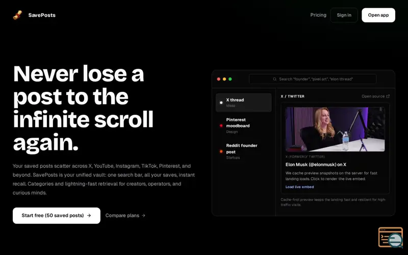 Screenshot of SavePosts