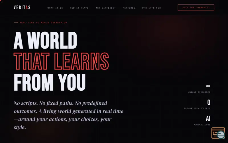 Screenshot of VERITAS — A World That Learns From You