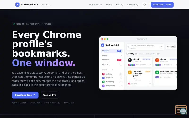 Screenshot of Bookmark OS