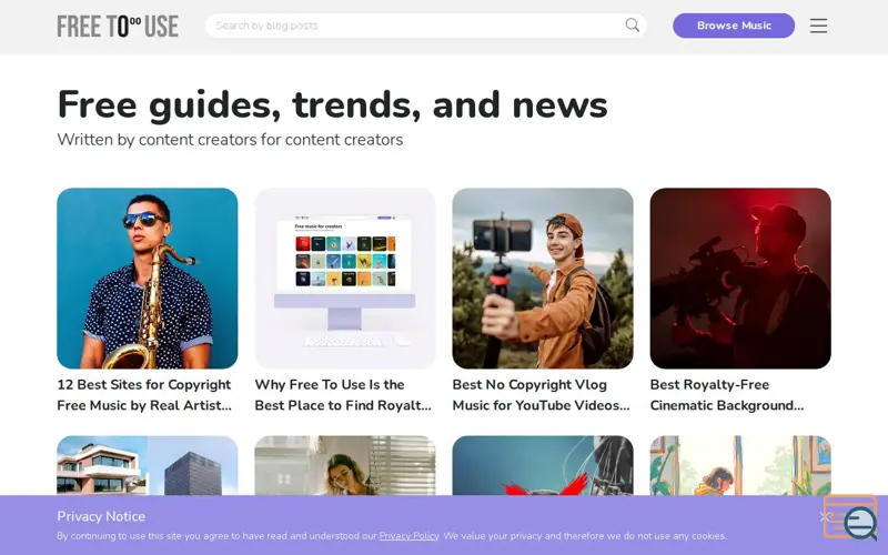 Screenshot of Free To Use Blog