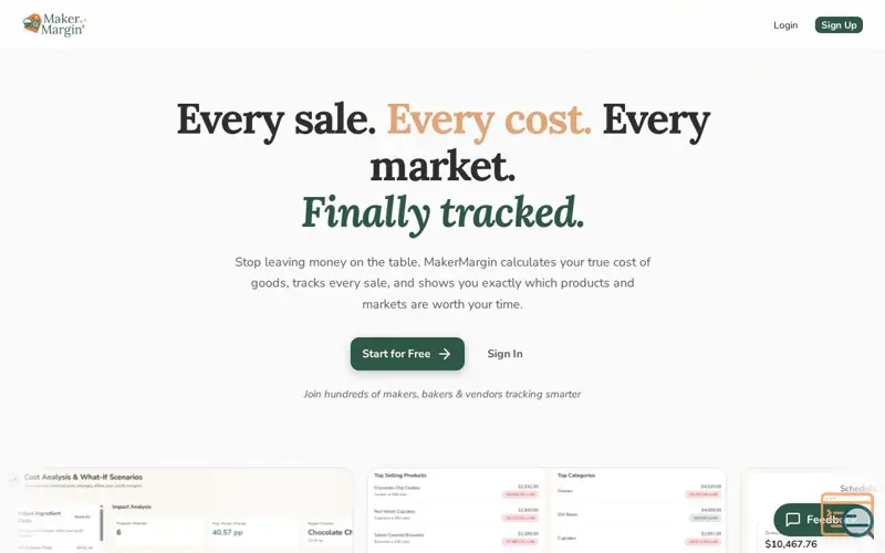 Screenshot of MakerMargin, a launch using Floot
