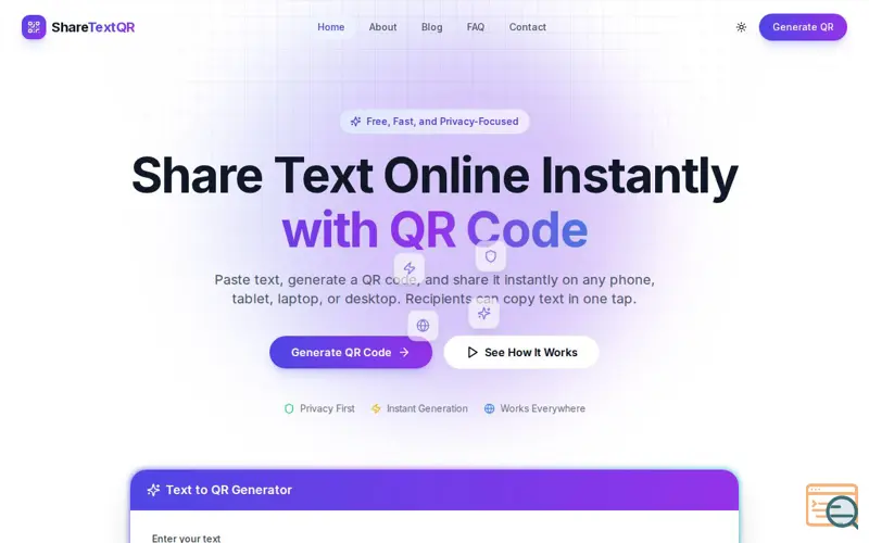 Screenshot of ShareTextQR