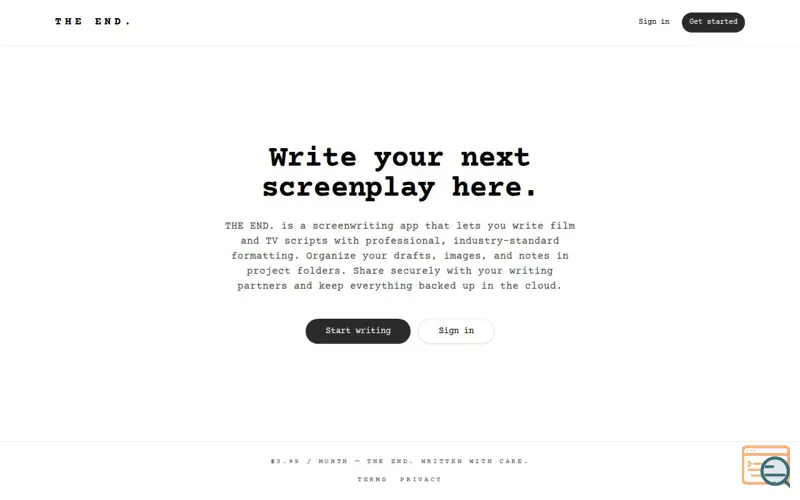 Screenshot of THE END. — Screenplay vault
