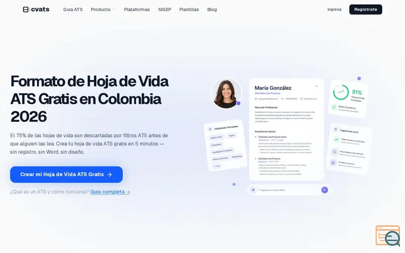 Screenshot of CVATS — Resume Builder en Español