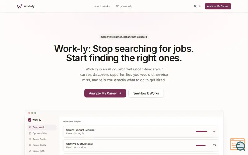 Screenshot of Workly: Know which jobs are actually worth pursuing
