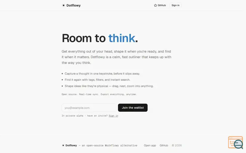 Screenshot of Dotflowy