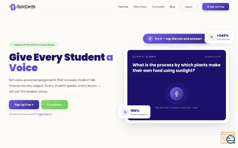 Screenshot of QuizCards