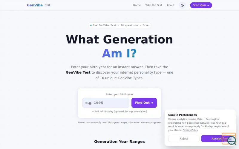 Screenshot of GenVibe Test