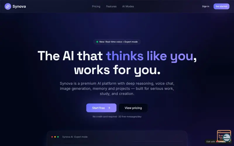 Screenshot of synova 